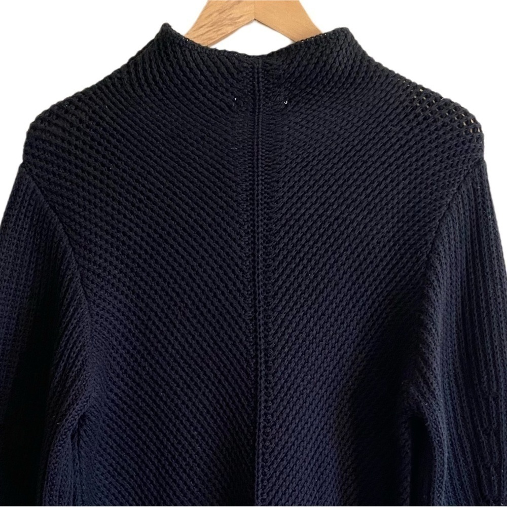PURE COLLECTION Mock neck Balloon Sleeve Ribbed knit Cotton Blend Sweater Size L - Picture 6 of 8